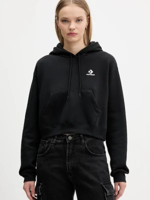 Converse bluza damska kolor czarny z kapturem gładka CVW5K527