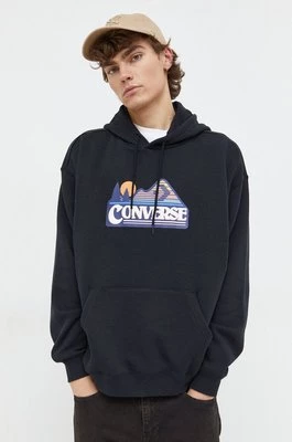 Converse bluza męska kolor czarny z kapturem z nadrukiem