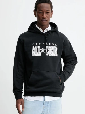 Converse bluza męska kolor czarny z kapturem z nadrukiem CVM5K160