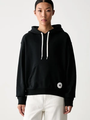 Converse bluza z kapturem damska z bawełną czarny