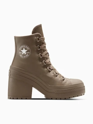 Converse botki skórzane Chuck 70 De Luxe Heel damskie kolor brązowy na słupku lekko ocieplone A13064C