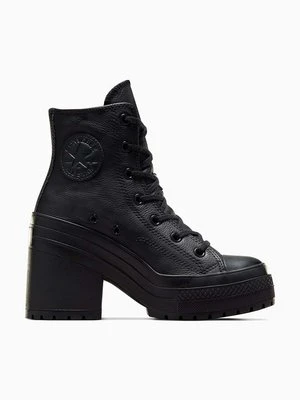 Converse botki skórzane Chuck 70 De Luxe Heel damskie kolor czarny na słupku A06145C