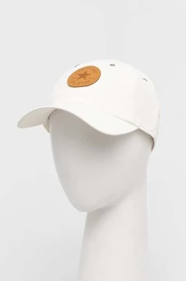 Converse czapka z daszkiem kolor beżowy z aplikacją