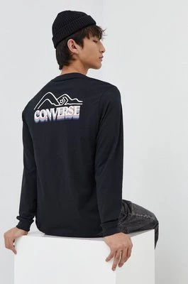 Converse longsleeve bawełniany kolor czarny z nadrukiem