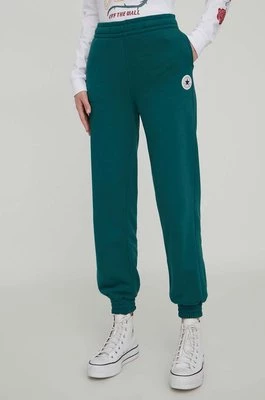 Converse spodnie dresowe kolor zielony gładkie