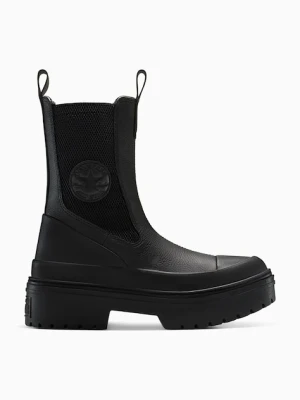 Converse sztyblety skórzane Chuck Taylor All Star Lugged Heel Nu kolor czarny na platformie A12985C