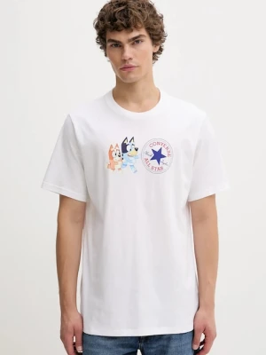 Converse t-shirt bawełniany BLUEY męski kolor biały z nadrukiem CVM5T501