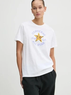 Converse t-shirt bawełniany damski kolor beżowy 10026756-A01