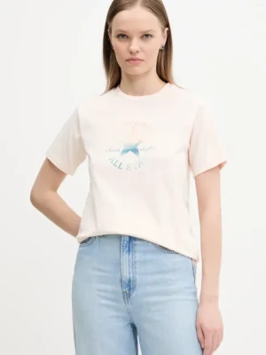 Converse t-shirt bawełniany damski kolor beżowy 10027385-A03