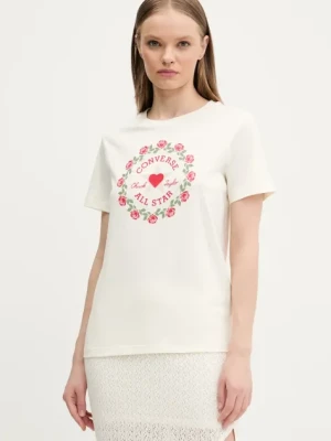 Zdjęcie produktu Converse t-shirt bawełniany damski kolor beżowy 10028307-A01
