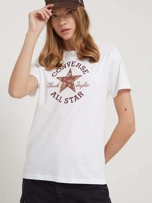 Converse t-shirt bawełniany damski kolor beżowy