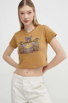 Converse t-shirt bawełniany damski kolor brązowy