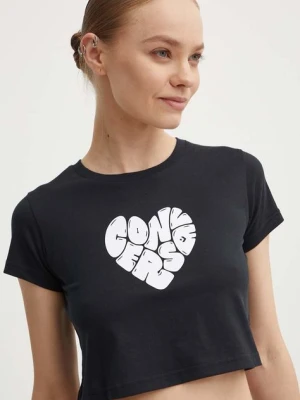 Converse t-shirt bawełniany damski kolor czarny 10026369-A03