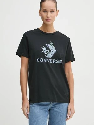 Converse t-shirt bawełniany damski kolor czarny 10026755-A02