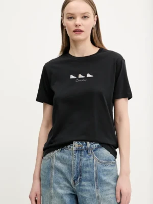 Converse t-shirt bawełniany damski kolor czarny 10027753-A02
