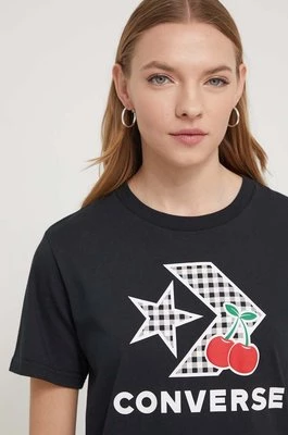 Converse t-shirt bawełniany damski kolor czarnyCHEAPER