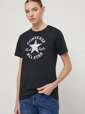 Converse t-shirt bawełniany damski kolor czarny