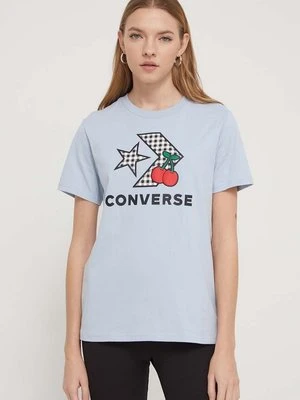 Converse t-shirt bawełniany damski kolor niebieski