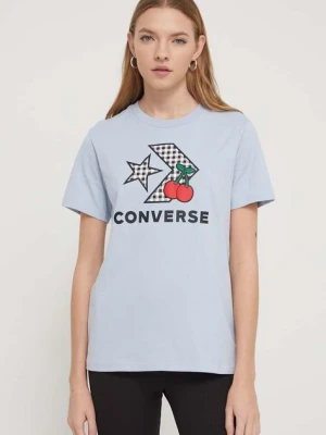 Converse t-shirt bawełniany damski kolor niebieski