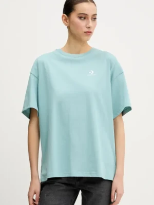 Converse t-shirt bawełniany damski kolor turkusowy 10028415-A02
