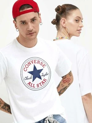 Converse t-shirt bawełniany kolor biały z nadrukiem 10025459.A03-WHITE