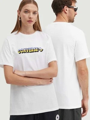 Converse t-shirt bawełniany kolor biały z nadrukiem 10026416-A02