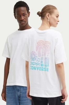Converse t-shirt bawełniany kolor biały z nadrukiem 10027149-A01