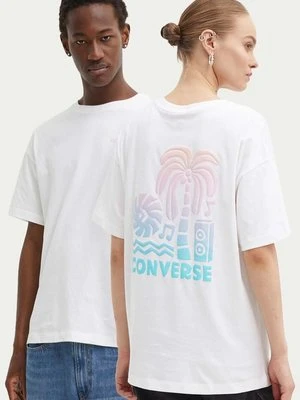 Converse t-shirt bawełniany kolor biały z nadrukiem 10027149-A01