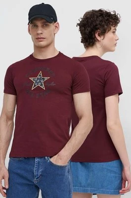 Converse t-shirt bawełniany kolor bordowy z nadrukiem