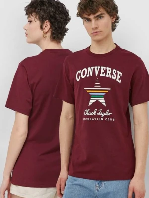 Converse t-shirt bawełniany kolor bordowy z nadrukiem