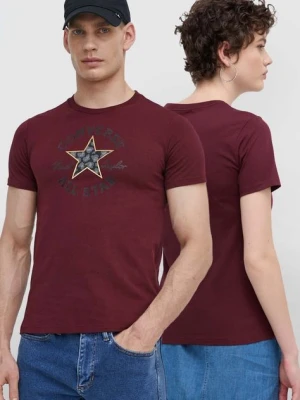 Converse t-shirt bawełniany kolor bordowy z nadrukiem