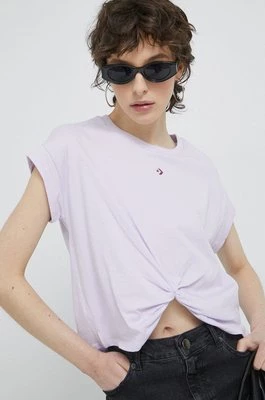 Converse t-shirt bawełniany kolor fioletowy