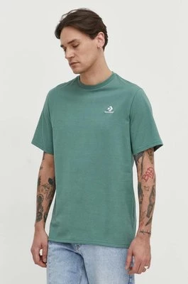 Converse t-shirt bawełniany kolor zielony gładki