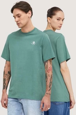 Converse t-shirt bawełniany kolor zielony gładki