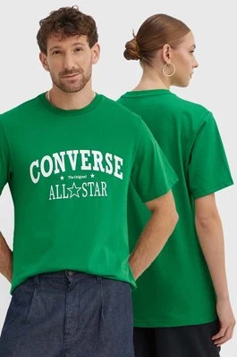 Converse t-shirt bawełniany kolor zielony z nadrukiem 10026458-A01
