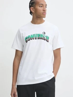 Converse t-shirt bawełniany męski kolor beżowy z nadrukiem 10026671-A01