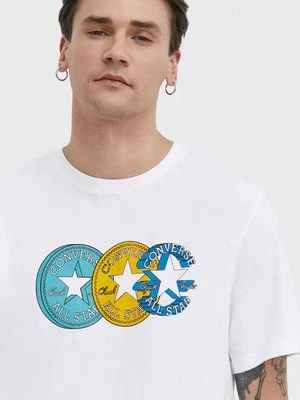 Converse t-shirt bawełniany męski kolor beżowy z nadrukiem