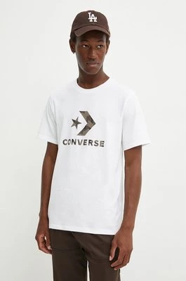 Converse t-shirt bawełniany męski kolor biały z nadrukiem 10026684-A02