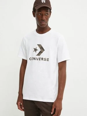 Converse t-shirt bawełniany męski kolor biały z nadrukiem 10026684-A02