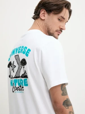 Converse t-shirt bawełniany męski kolor biały z nadrukiem 10027346-A02