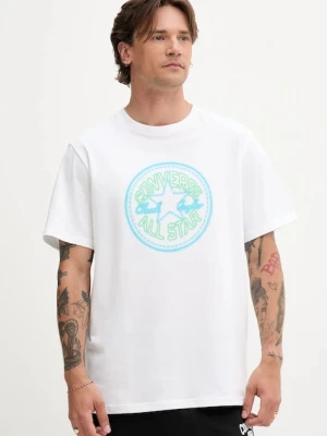 Converse t-shirt bawełniany męski kolor biały z nadrukiem 10027722-A02