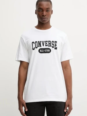 Converse t-shirt bawełniany męski kolor biały z nadrukiem 10027730-A02