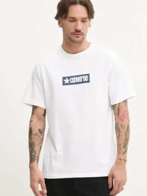 Converse t-shirt bawełniany męski kolor biały z nadrukiem 10027995-A02