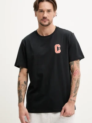 Converse t-shirt bawełniany męski kolor czarny z aplikacją 10027362-A01