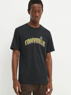 Converse t-shirt bawełniany męski kolor czarny z nadrukiem 10026671-A02