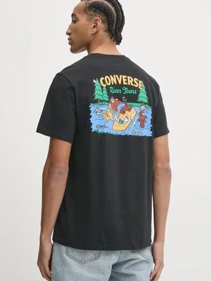 Converse t-shirt bawełniany męski kolor czarny z nadrukiem 10026675-A01