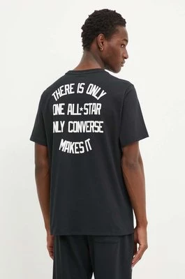 Converse t-shirt bawełniany męski kolor czarny z nadrukiem 10027107-A01