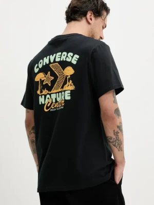 Converse t-shirt bawełniany męski kolor czarny z nadrukiem 10027346-A01
