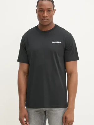 Converse t-shirt bawełniany męski kolor czarny z nadrukiem 10027367-A01