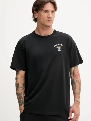 Converse t-shirt bawełniany męski kolor czarny z nadrukiem 10027716-A01